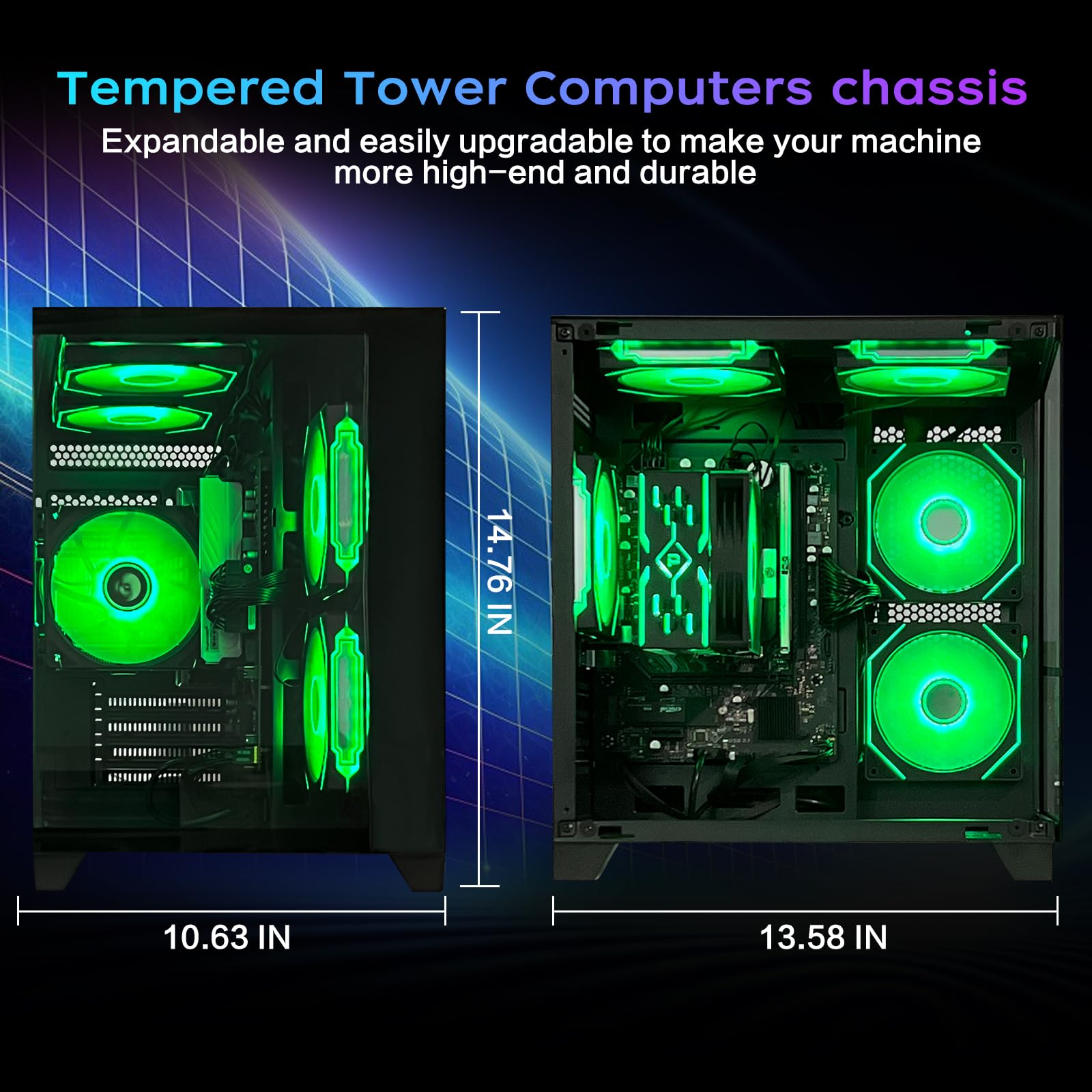 PC Gaming Desktop AMD Ryzen 7 5700G RAM 16G 3200MHz DDR4 1TB M.2 Prebuilt Computer Tower 550W Bronze Power Supply ARGB Air Colling Computer for Office Game