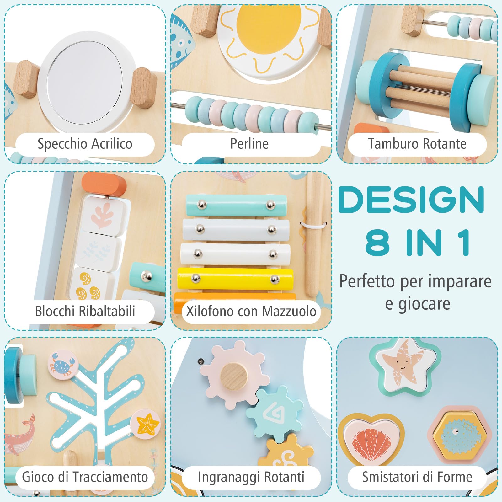 COSTWAY 8 in 1 Carello Primi Passi per Bambini