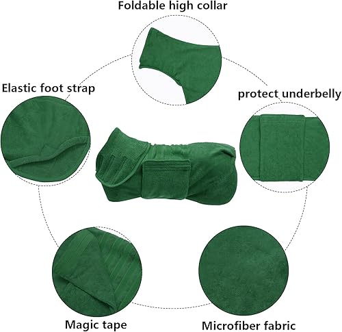 Miniatura 3 de Geyecete Abrigo de secado para perros – Bolsa de secado rápido para perros – Toalla de baño para perros – Toalla de baño de microfibra de secado Azul