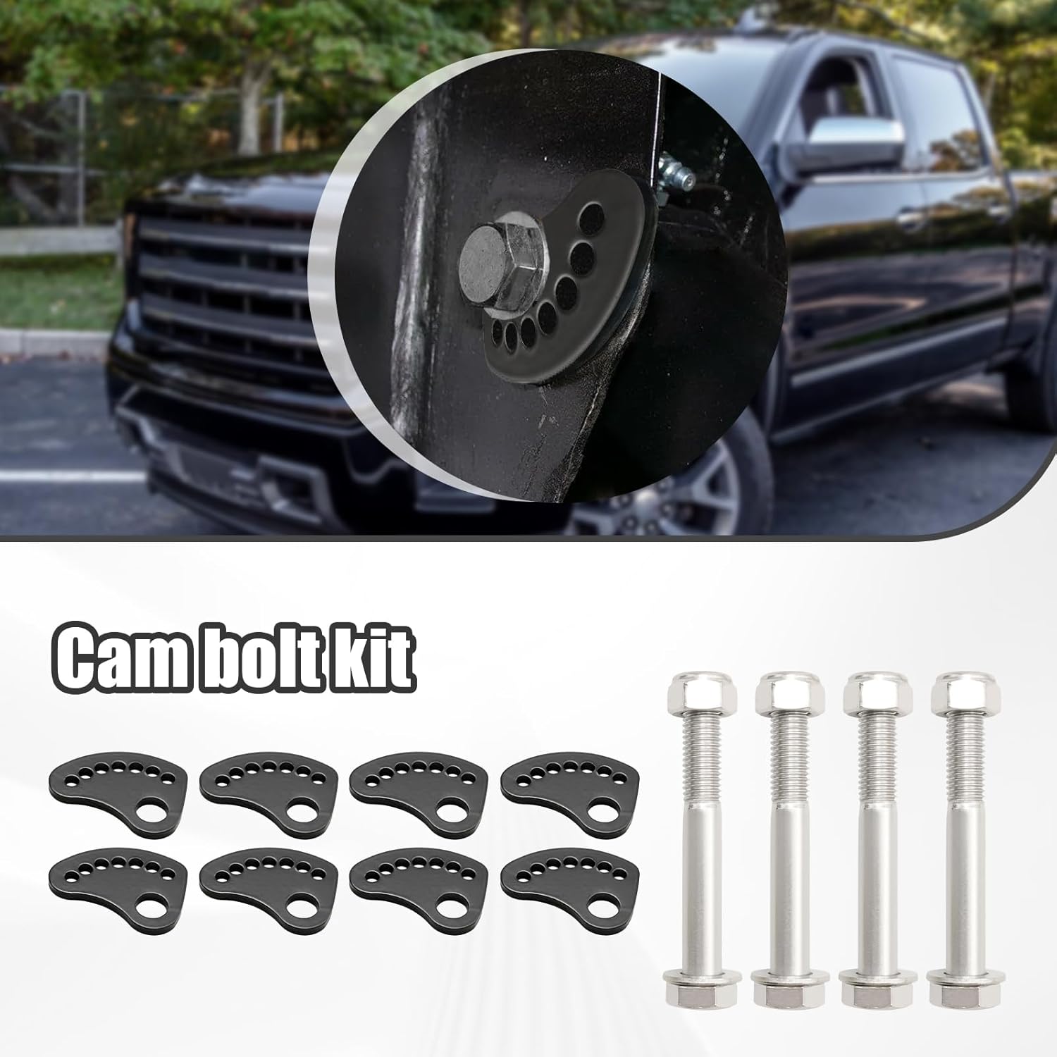 Adjustable Camber Kit Lock and Upper Arm Alignment Cam Bolt Kit, Replacement for GMC SIERRA 1500 1999-2019, Replacement for CHEVROLET SILVERADO 1500 1999-2019