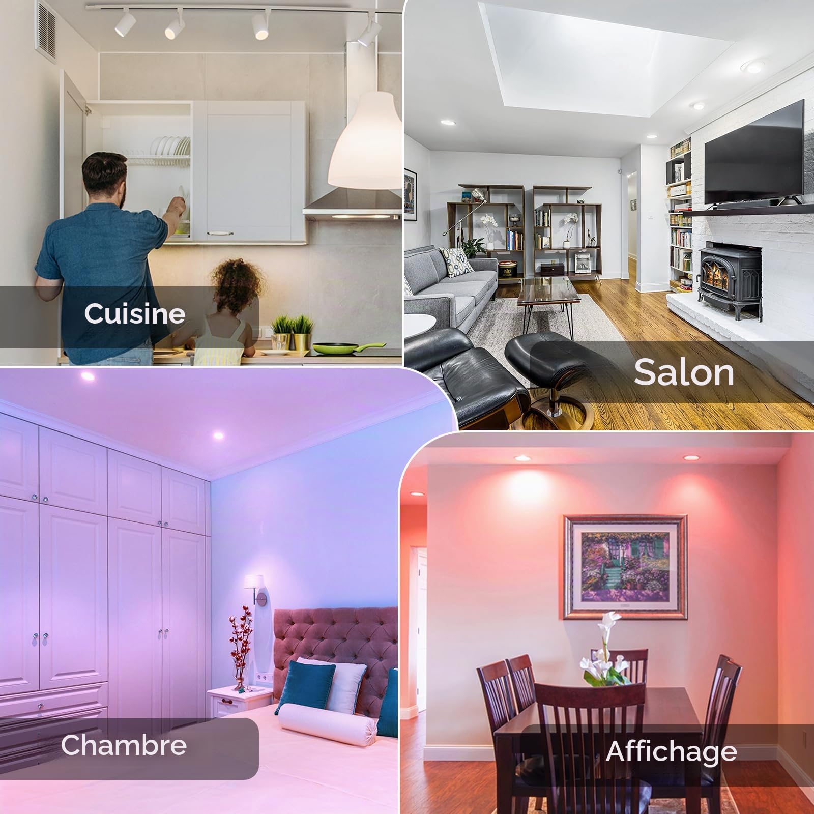 DiCUNO Ampoule Connectée GU10, 5W Équiv 50W, 2700K-6500K, 320lm, Lot de 4 | Ampoule WiFi LED Intelligente compatible avec Alexa et Google Home, Spot GU10 multicouleur RGBCW, Sans Hub Requis