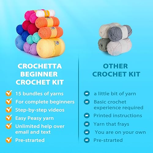Miniatura 5 de Crochetta Kit de ganchillo para principiantes, kit de ganchillo tutoriales en video paso a paso, kit de inicio de ganchillo para aprender a