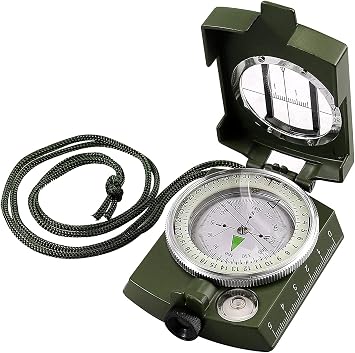 Compass Waterproof Navigation Compass Metal Visor Compass - Green