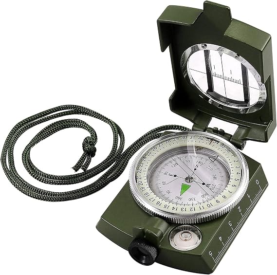 Compass Waterproof Navigation Compass Metal Visor Compass - Green