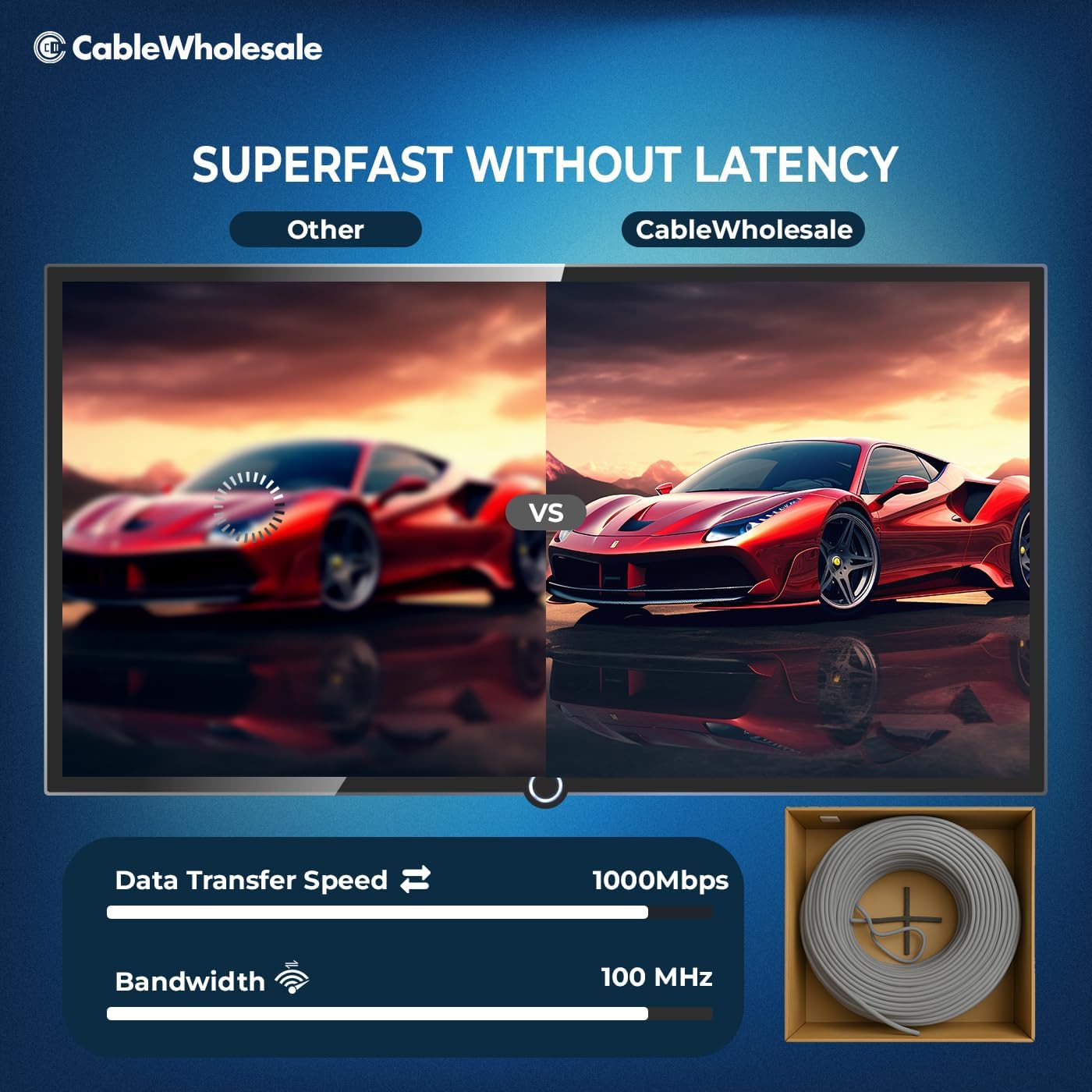 CableWholesale 1000 Foot F/UTP Cat5e Ethernet Cable, 24 AWG, ETL Listed, 4 Pair Stranded Copper with Pull Box, Gray