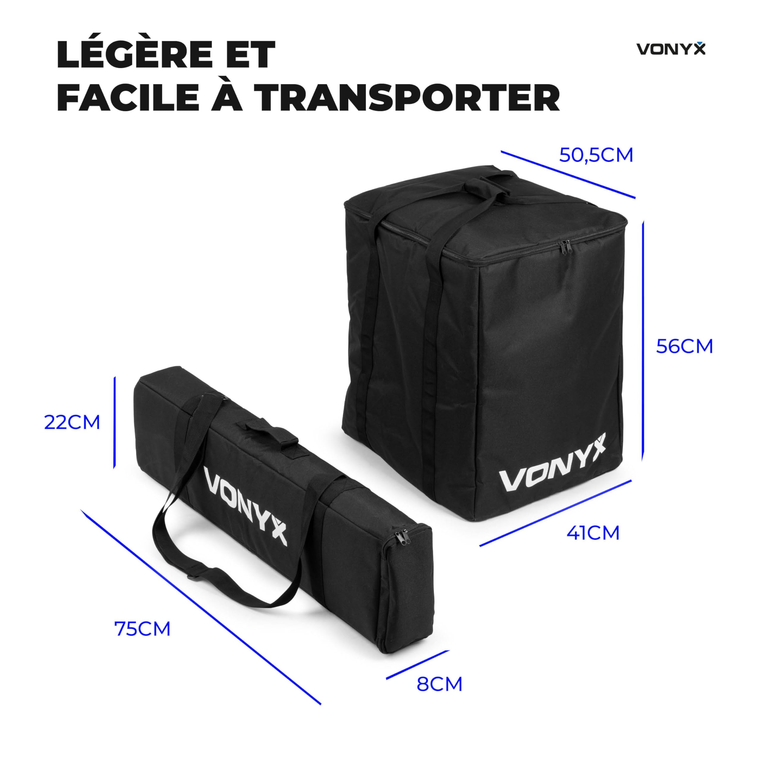 VONYX VX808B Enceinte Colonne Active 320W sur Batterie BT avec Contrôle Audio Intégré, Sono Portable DJ Extérieur et Animation
