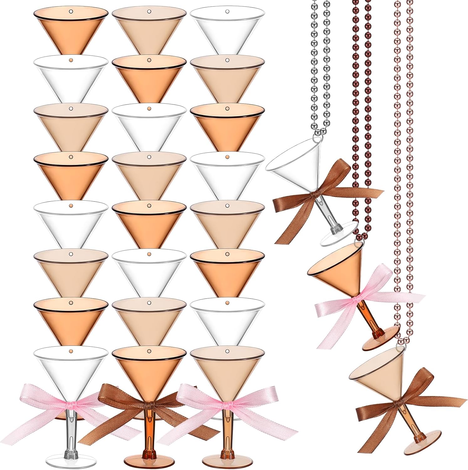 Gemscream 24 Pcs Brown Shot Glass Necklaces Plastic Martini Necklace