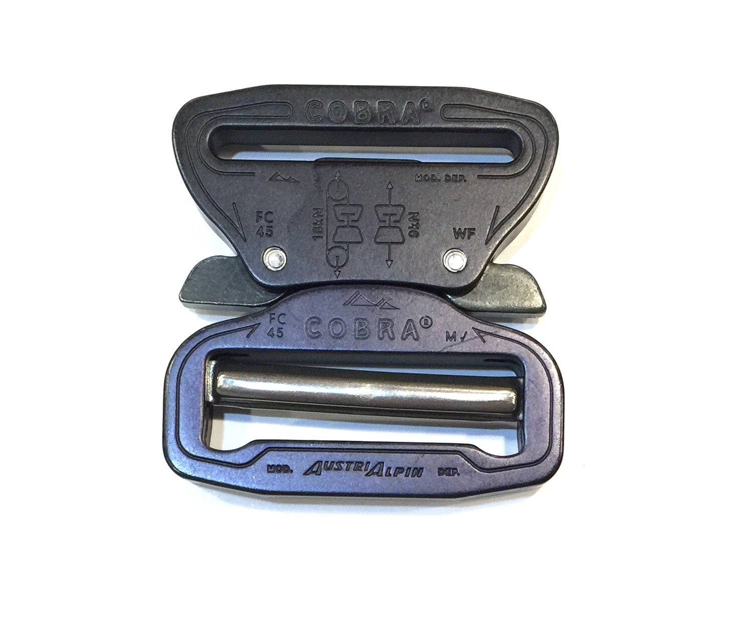 AustriAlpin COBRA Adjustable Buckles - Quick Release Tactical Buckle (45mm (1.75"), Matte Black XL Clips)