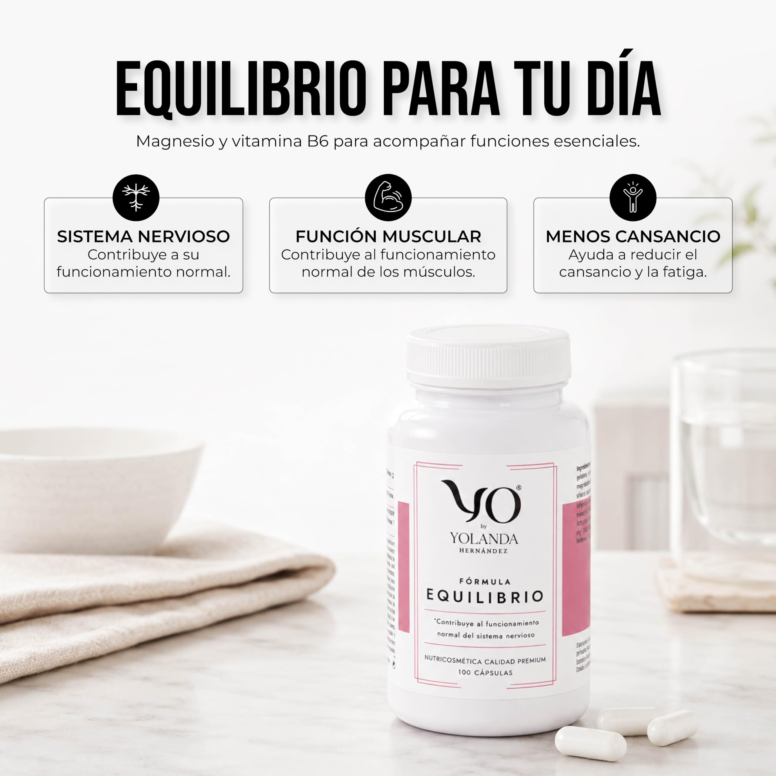 YO Fórmula Equilibrio | Magnesio Bisglicinato con Vitamina B6 | Alta Biodisponibilidad y Absorción | Relajación Muscular y Descanso | 100 Cápsulas Sin Gluten ni Lactosa