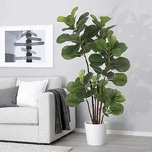 GAOMON Artificial Fiddle Leaf Fig Tree, 4 Ft Faux Ficus Lyrata Tree with 72 Leaves in Pot, Fake Green Plant for Indoor Outdoor Home Office Living Room Bedroom Decor