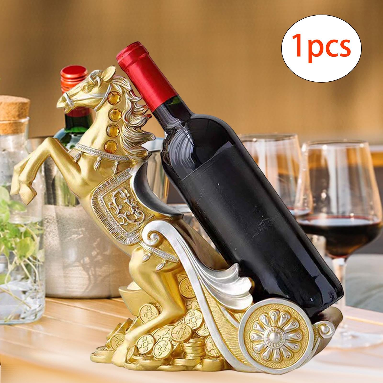Soporte para Botellas de Vino con Forma de Caballo para Encimera O Mesa de Oficina en Casa.
