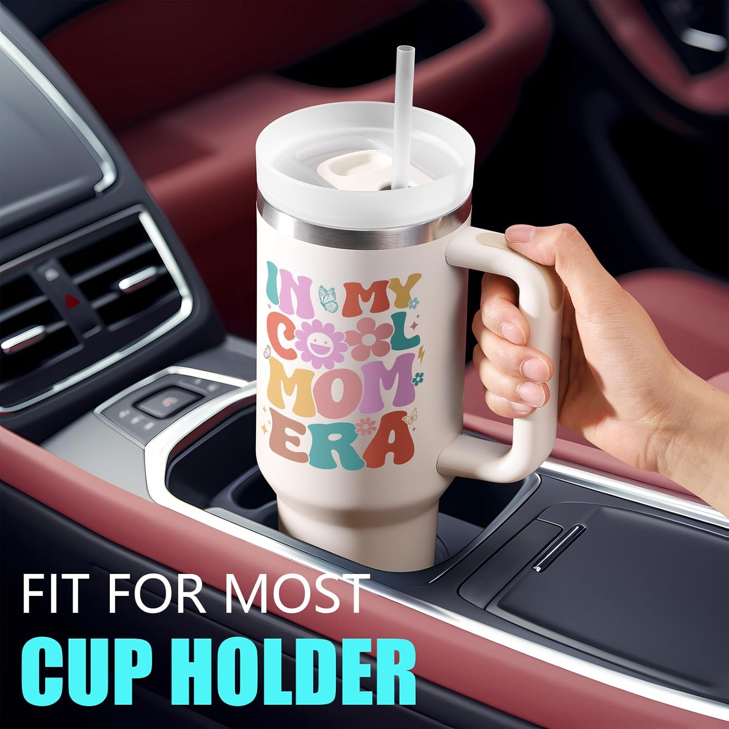 Gifts for Mom, Mothers Day Gifts from Daughter Son, 40 OZ Tumbler Best Gift for Mama Mother-in-Law Wife Mother Mama to Be, In My Cool Mom Era Insulated Cup with Handle Birthday Gift from Husband