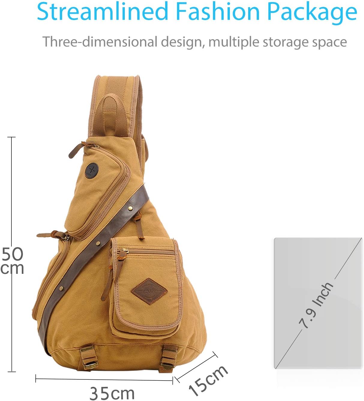 FANDARE Retro torba na ramię płócienny plecak na ramię przez ramię mężczyźni torba na klatkę piersiową kobiety codzienne plecaki plecak na tablet do 7 9 cala w plenerze na rowerze na wycieczkę w podróży sporty halowe