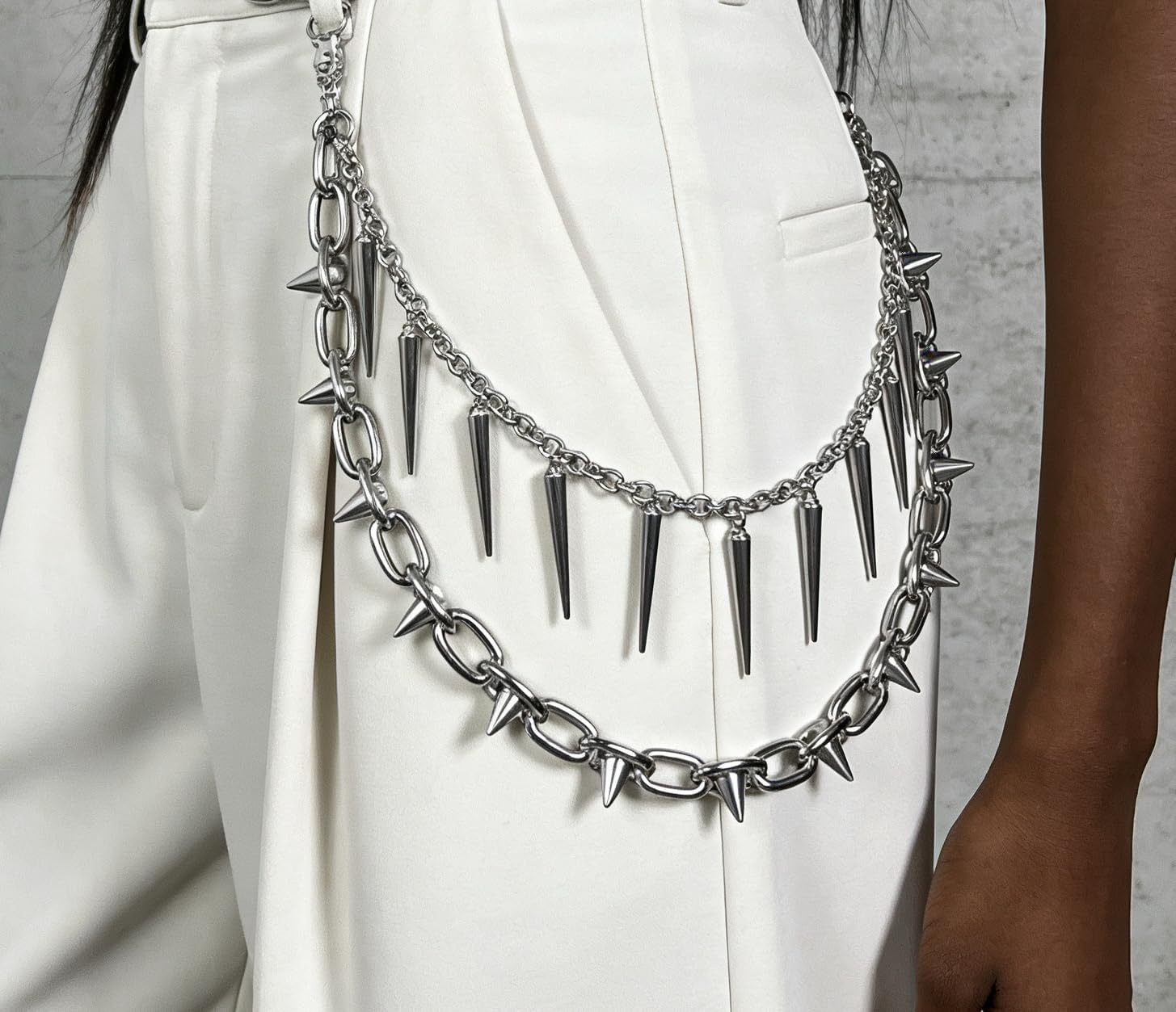 Unisex Rivet Spike Jeans Pocket Chain, Hip Hop Punk Pants Chain Wallet Chain Goth Belt Chain for Women Men Biker Rocker Pants Accessories
