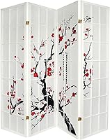 Vista 10 de Legacy Decor Biombo de 4 paneles para habitación con diseño de ciruelo en flor.