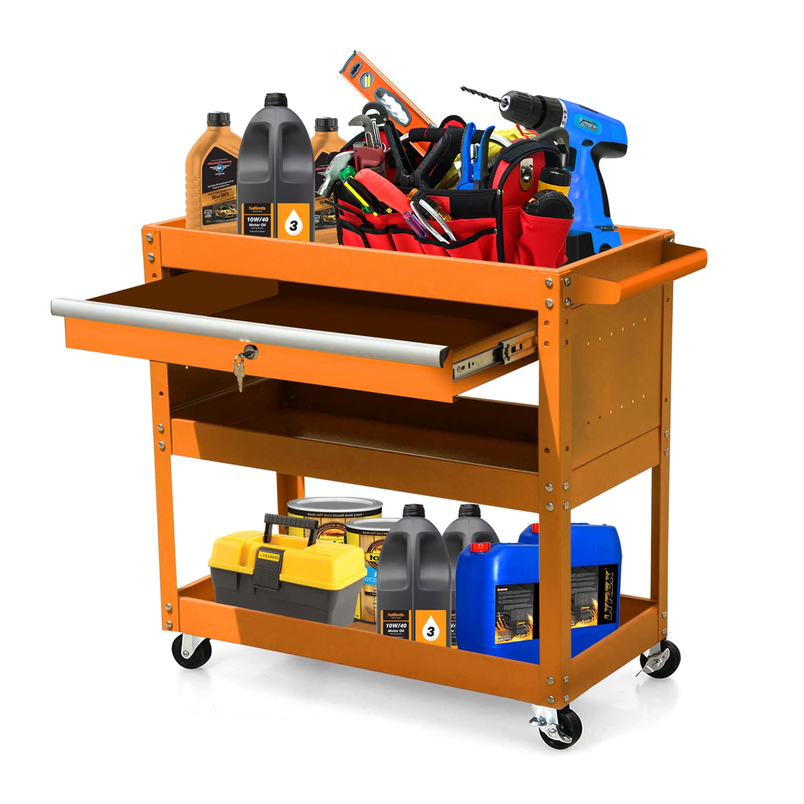 Buy 3 Tier Rolling Tool Cart on Wheels, Metal Utility Carts and