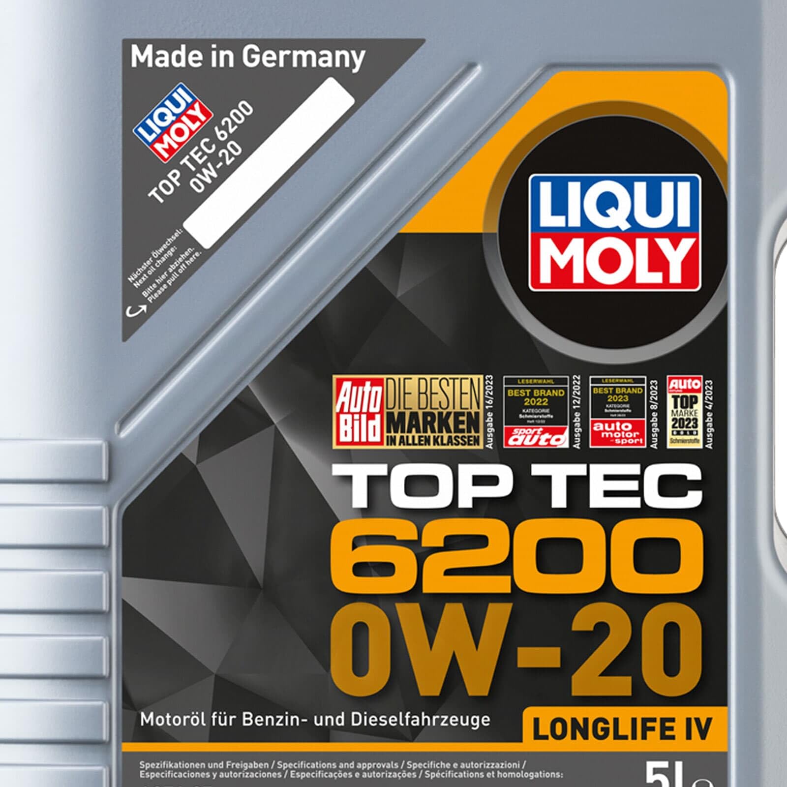 1x5L+1x1L Liqui Moly Motoröl Top Tec 6200 0W-20