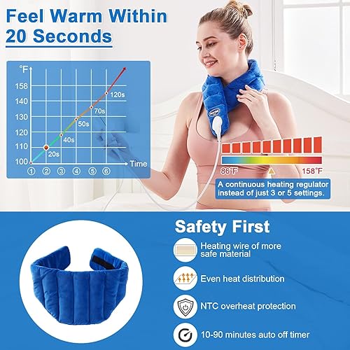 Miniatura 2 de JOBYNA Almohadilla térmica para el cuello, calentador eléctrico manos libres para aliviar el dolor de cuello, almohadilla térmica rápida mejorada