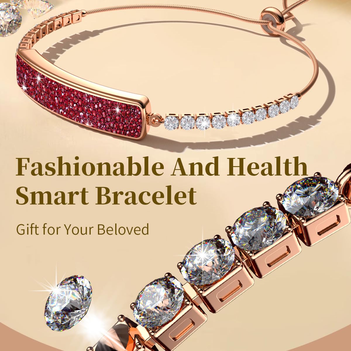 findtime Pulsera inteligente de diamantes elegante para mujer, pulsera de salud, monitor de frecuencia cardíaca, monitor de sueño, contador de pasos, podómetro, impermeable, rastreador de actividad a