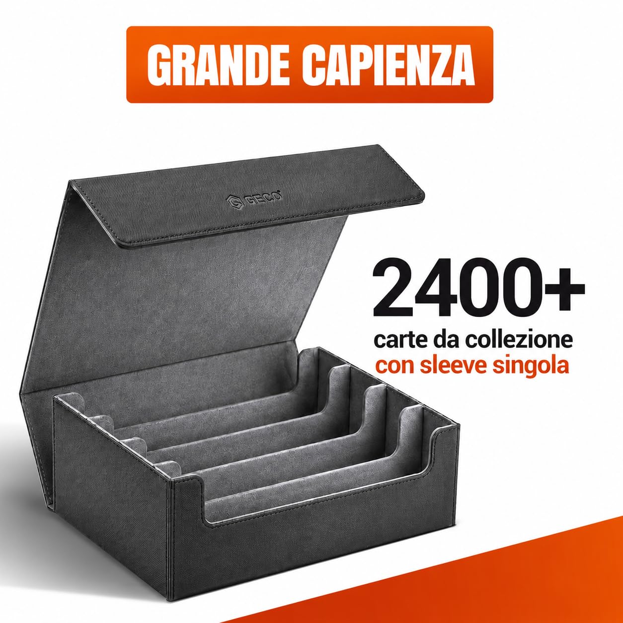GECO® Box porta carte collezionabili per 2400+ carte – Nera Neues Artikel-Highlight: Deck box magnetica con 12 divisori e 4 blocca-carte – Box premium per carte collezionabili e accessori