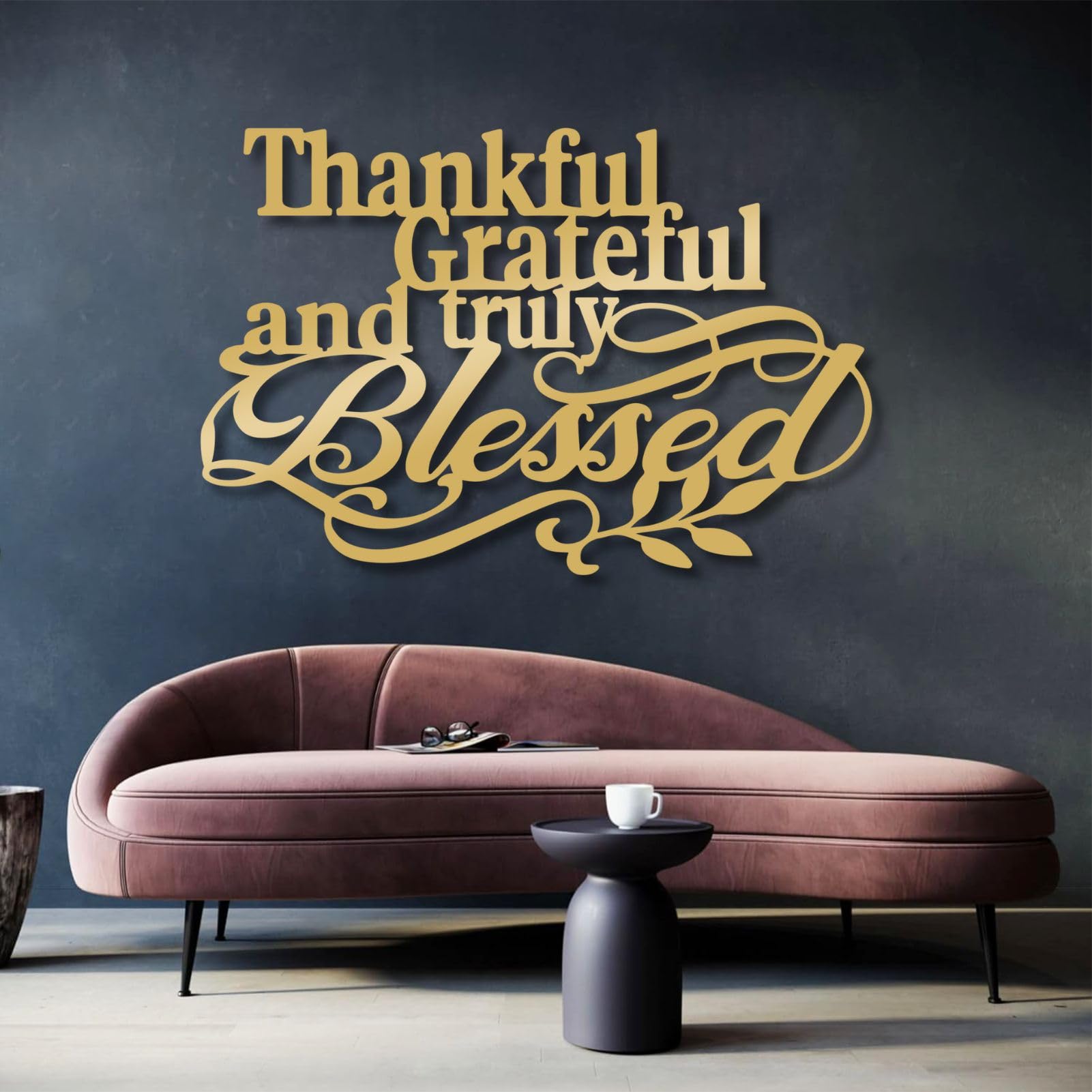 Bible Verse Wall Decor, Thankful Grateful & Truly Blessed Wall Art, Blessed Decorations, Metal Thankful Sign, Christian Artwork, Metal Letters Wall