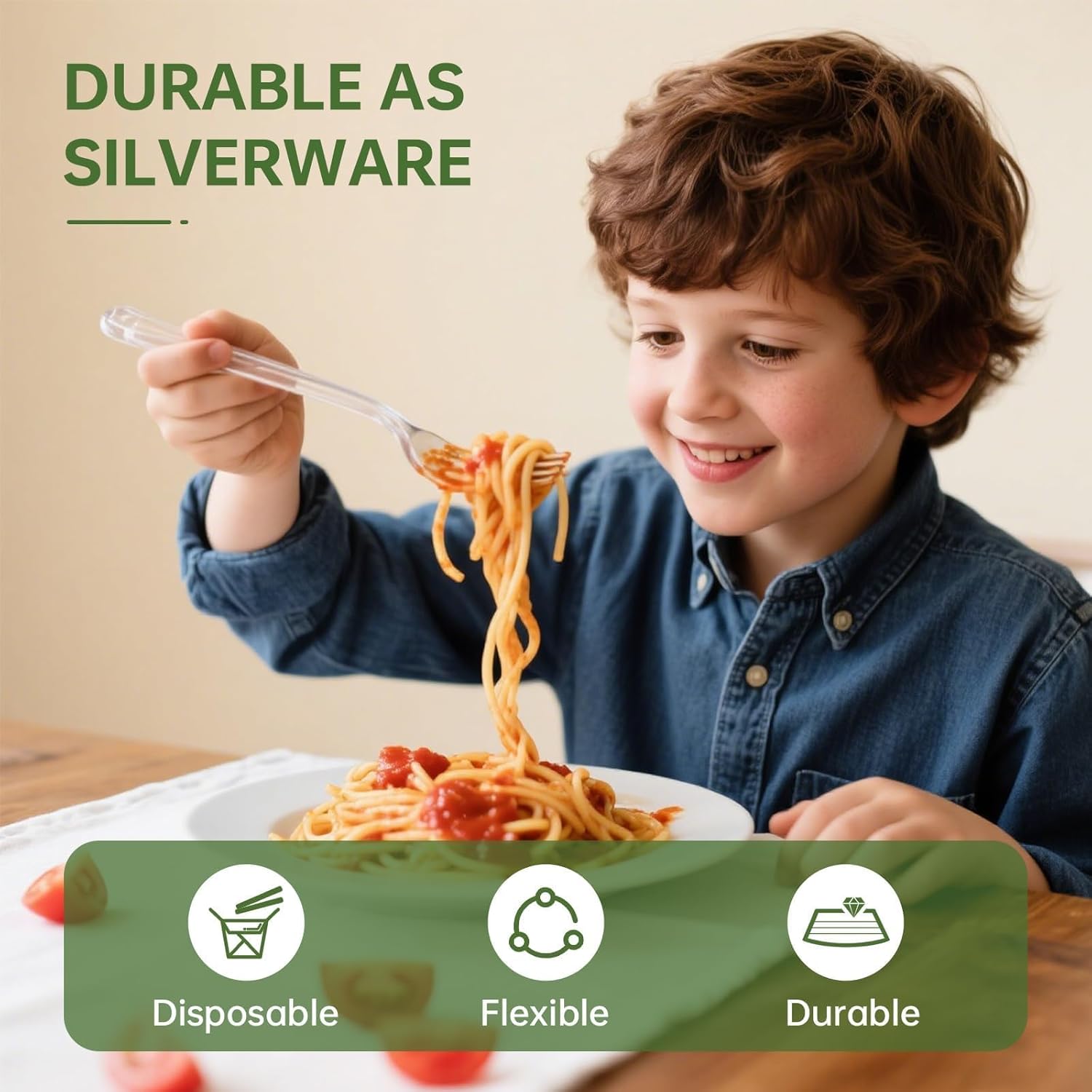 Heavy Duty Plastic Cutlery Set, 360 Count Disposable Cutlery Set with Clear Forks Spoons and Knives, BPA-Free Heat Resistant Silverware, Plasticware Bulk for Parties, Catering, Picnic