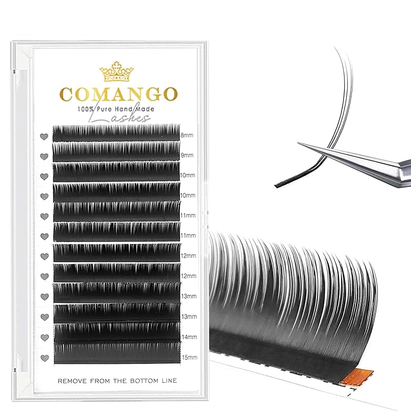 Extensões de cílios Camellia CoMango LB-0.07-8-15MM, comprimentos mistos de 8 a 15 mm, curvatura LB, espessura 0,07 mm