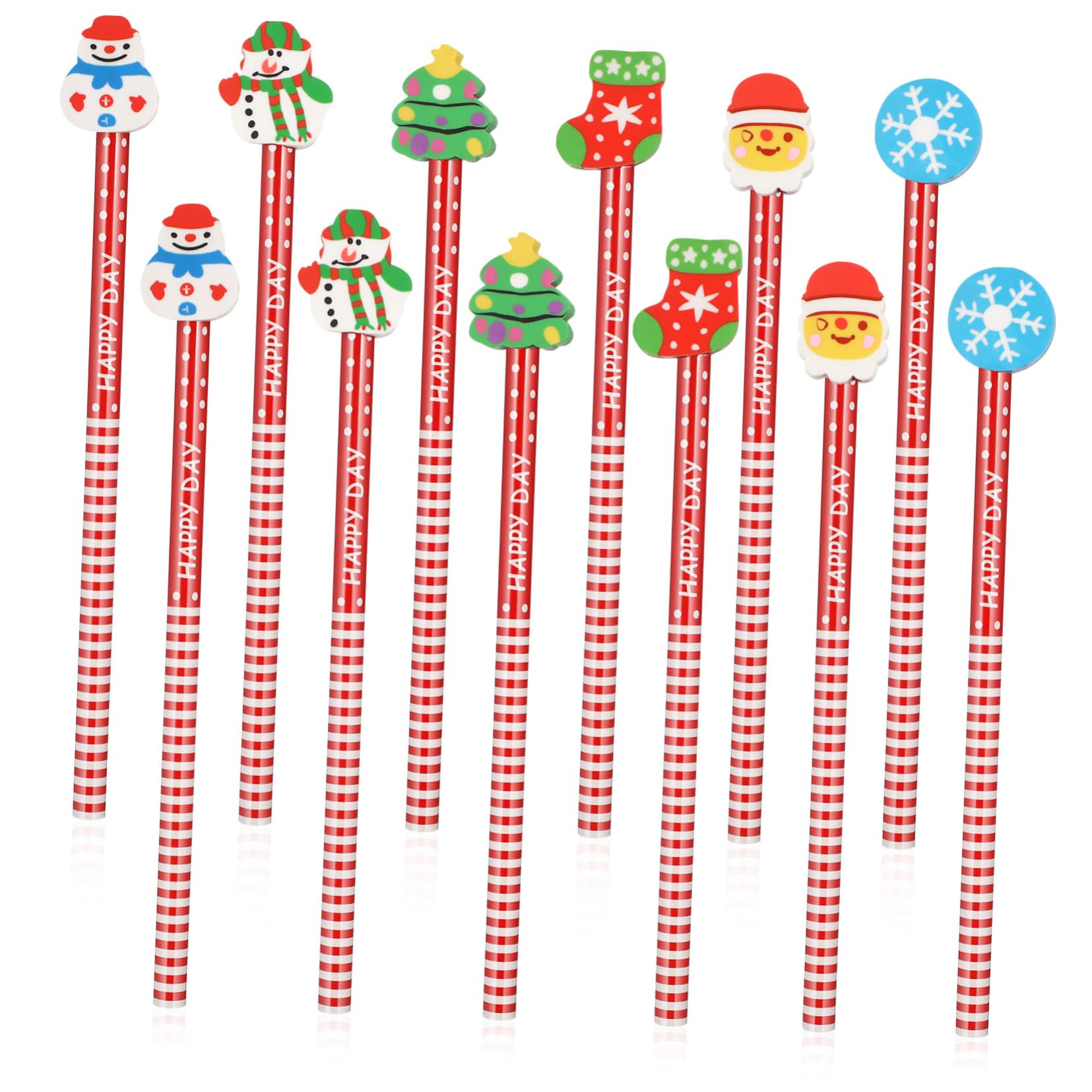 Tofficu 5 Sätze Weihnachts-radierstift-set Bunte Stifte Süße Radiergummis Bleistifte Gefälligkeiten Für Weihnachtsfeiern Winterstifte Weihnachtsstifte Für Rot Hölzern 36 Stück * 5