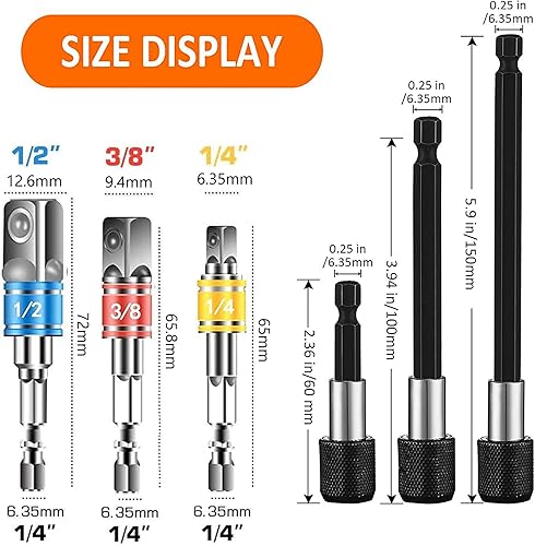 Miniatura 2 de Juego de extensión de broca flexible de 14 piezas, juego de extensión de soporte de broca de vástago hexagonal, 3 piezas, accesorio de broca de