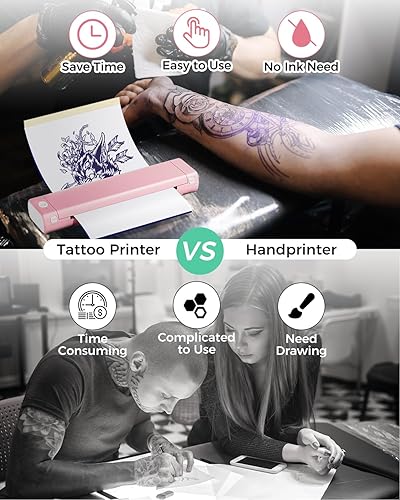 Miniatura 4 de Phomemo M08F - Impresora inalámbrica de plantillas de tatuaje, máquina térmica compatible con papel de transferencia de 8.5 x 11 pulgadas, con