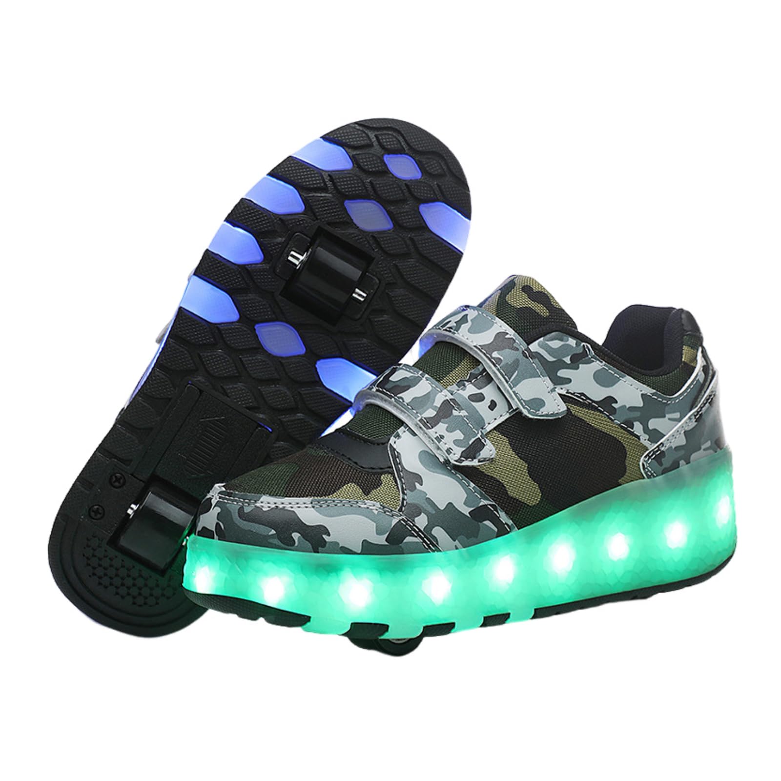 Hixingo Chaussure à Roulette pour Enfants, Patins à Roulettes avec Roues LED, Chaussures de Skateboard à Crochet et Boucle