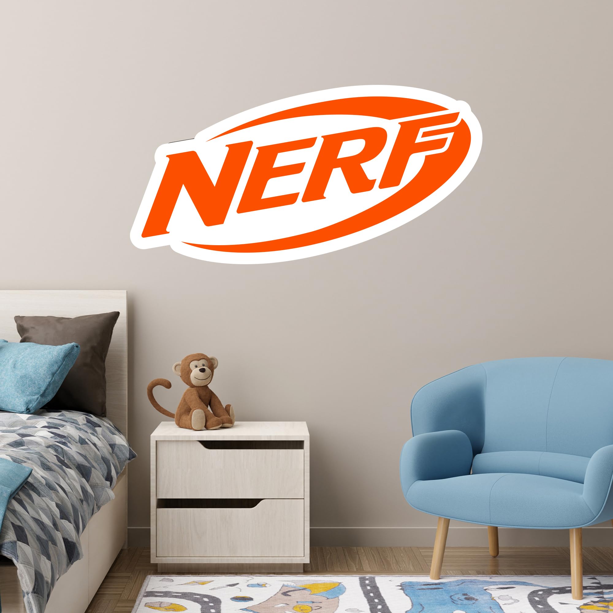 Nerf Sticker - Orange Logo Decal Wall Art (60cm Width x 30cm Height)