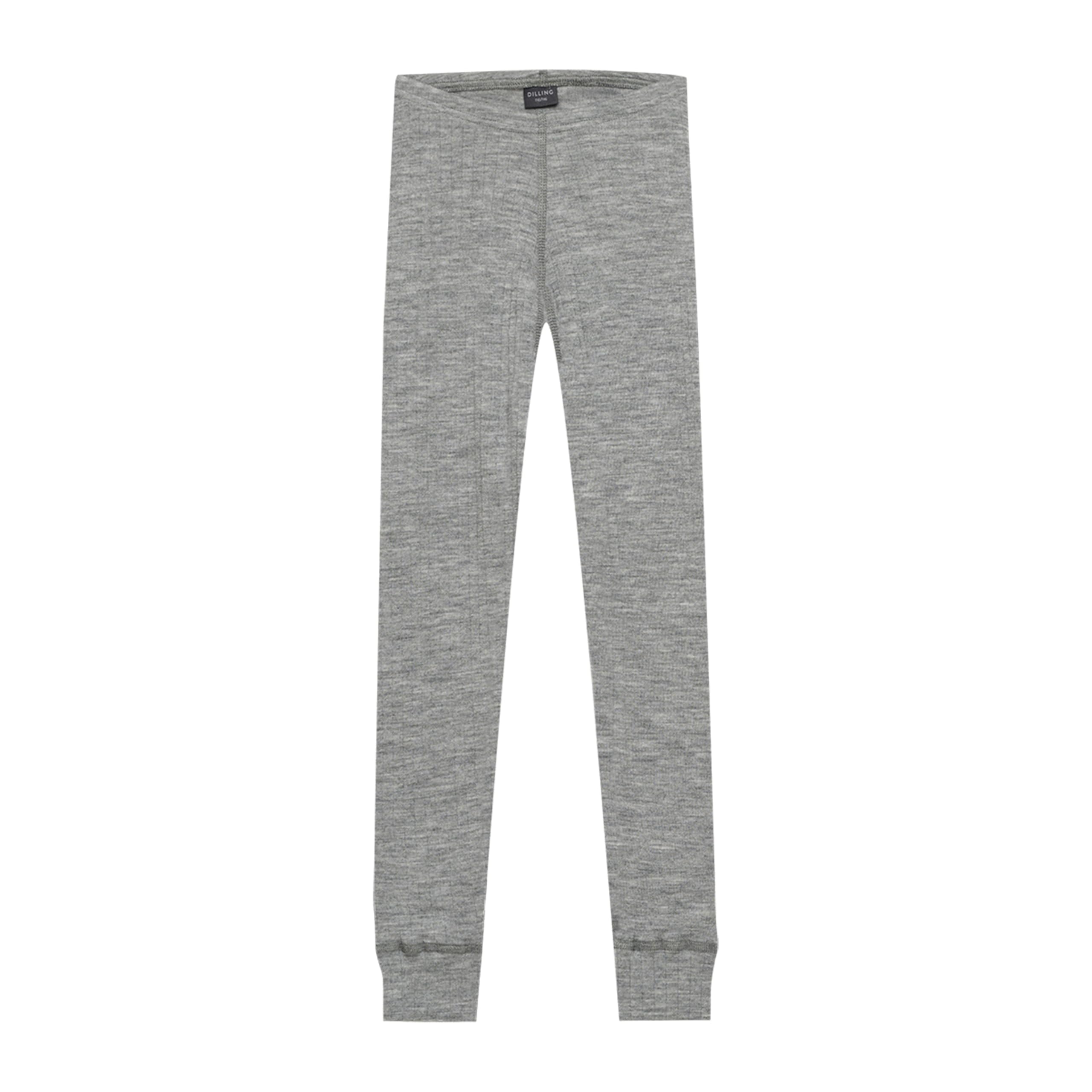 DILLING Ribbed children's leggings - organic merino wool Grey Melange 3-4 Years