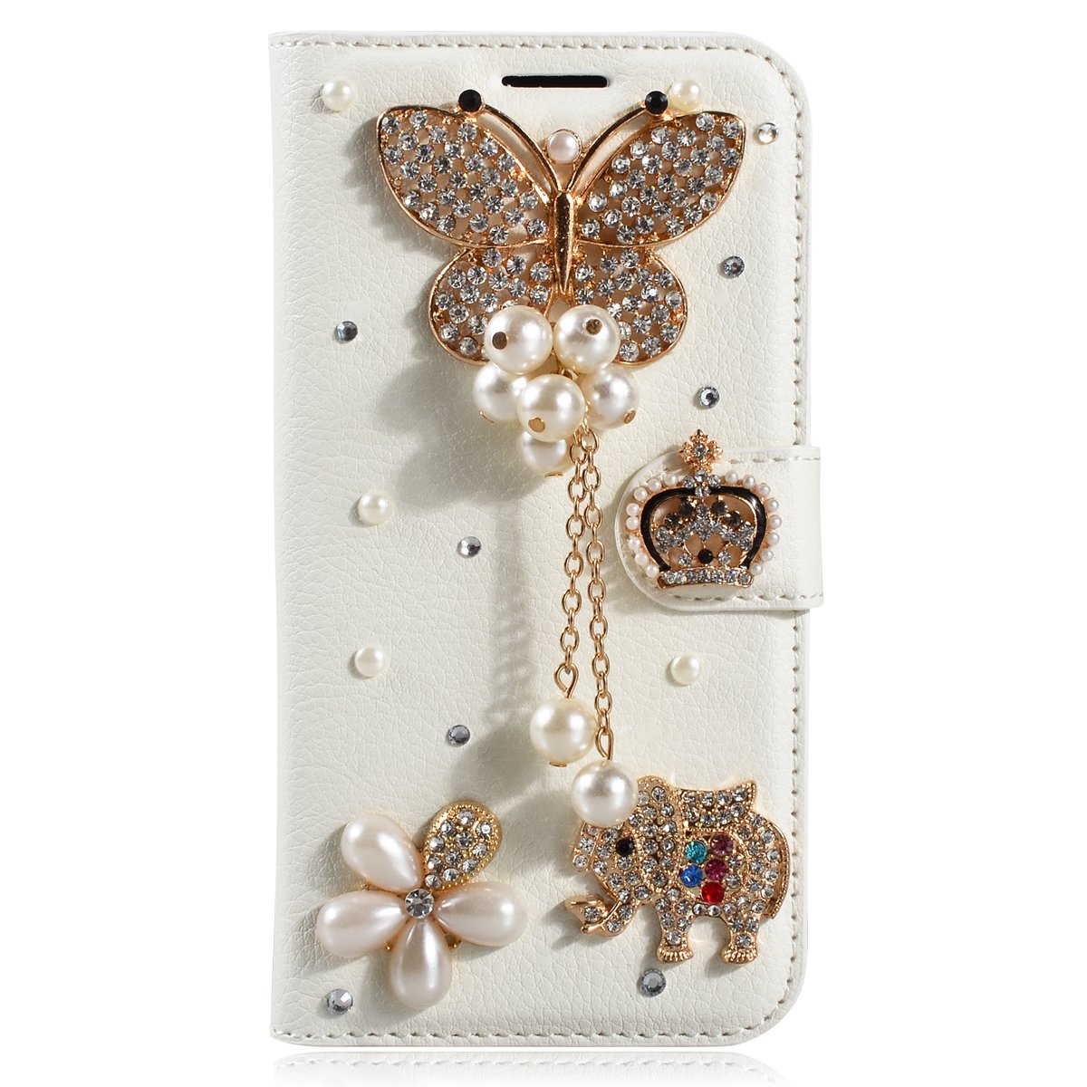 Huawei Y9 (2019) Case, Gift_Source Glitter Sparkle Bling Rhinestone Wallet Case PU Leather Magnetic Flip Protective Kickstand Cover with Card Slots for Huawei Y9 (2019) (6.5 inch) [Elephant]