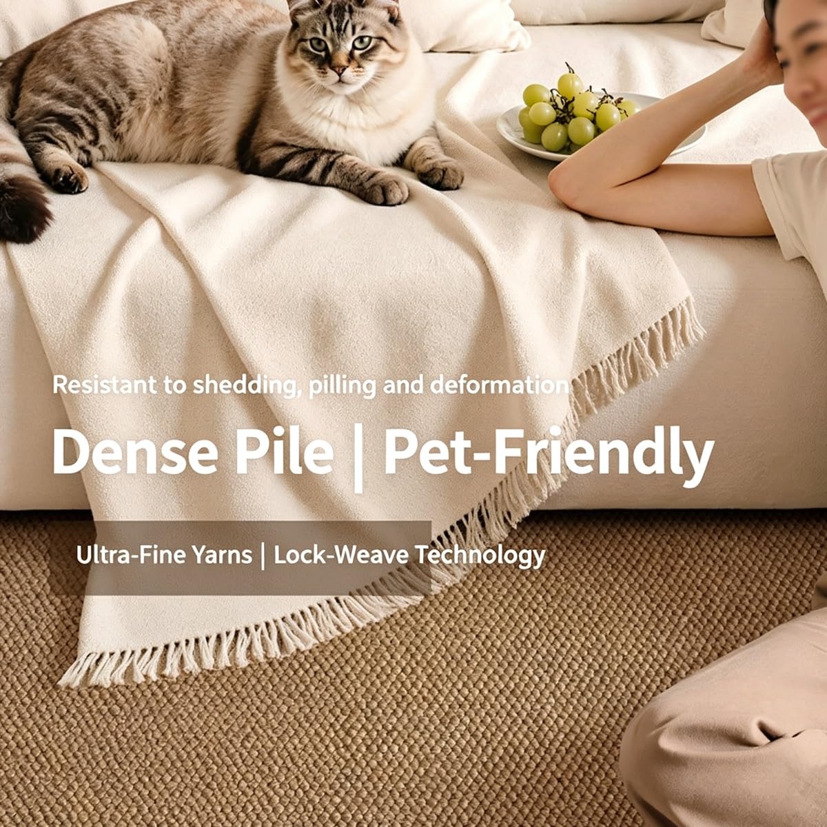 Tapis en Imitation Sisal, Tapis de Sol, Grand Tapi pour Le Salon