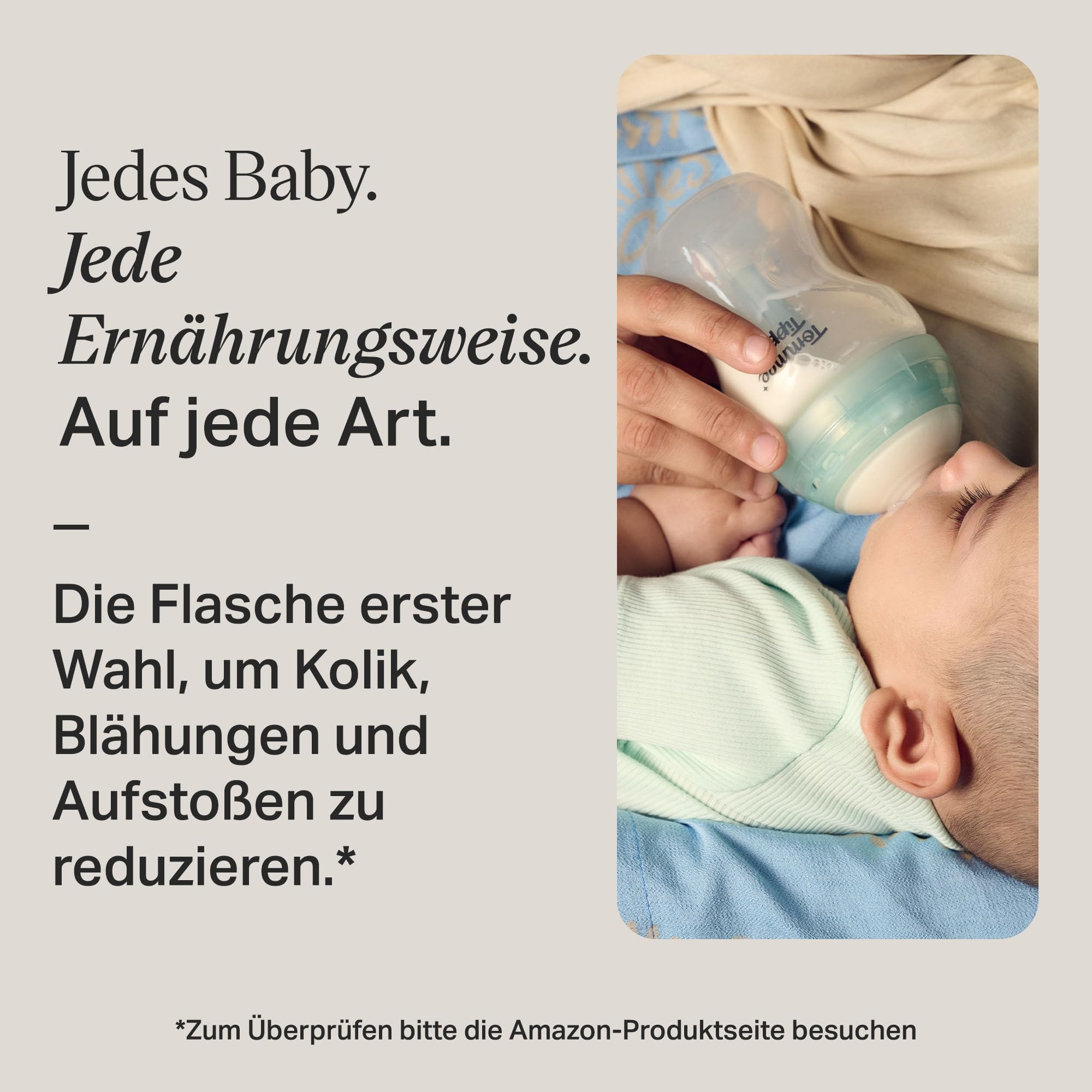 Tommee Tippee Anti-Kolik-Starterset für neugeborene Babys mit Kolik, 150-ml- und 260-ml-Babyflaschen Besonders langsamer und Langsamsauger 2 x brustähnliche mittlerem Sauger belüfteter Anti-Kolik-Stab