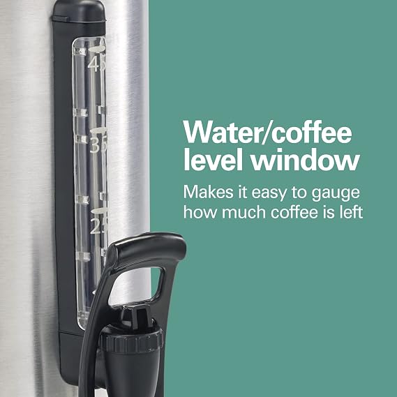 Hamilton Beach 45 Cup Coffee Urn and Hot Beverage Dispenser, Silver (40519)