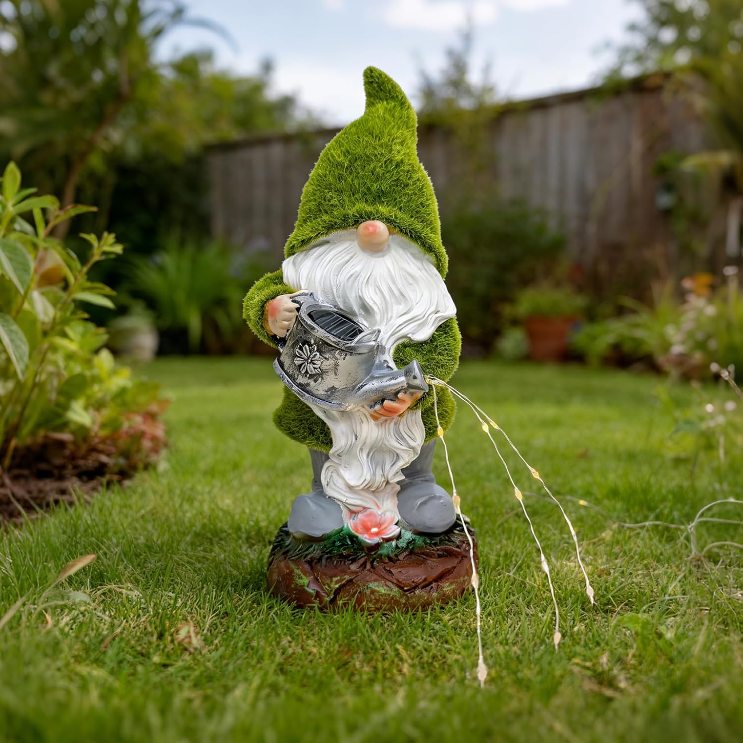 Solar Watering Gnomes Garden Statues Decor Waterproof Figurine Resin Sculpture Gift for Mom Grandma, Outdoor Decorations for Porch Patio Lawn Yard Home House Gardening Birthday Housewarming (Gnomes)