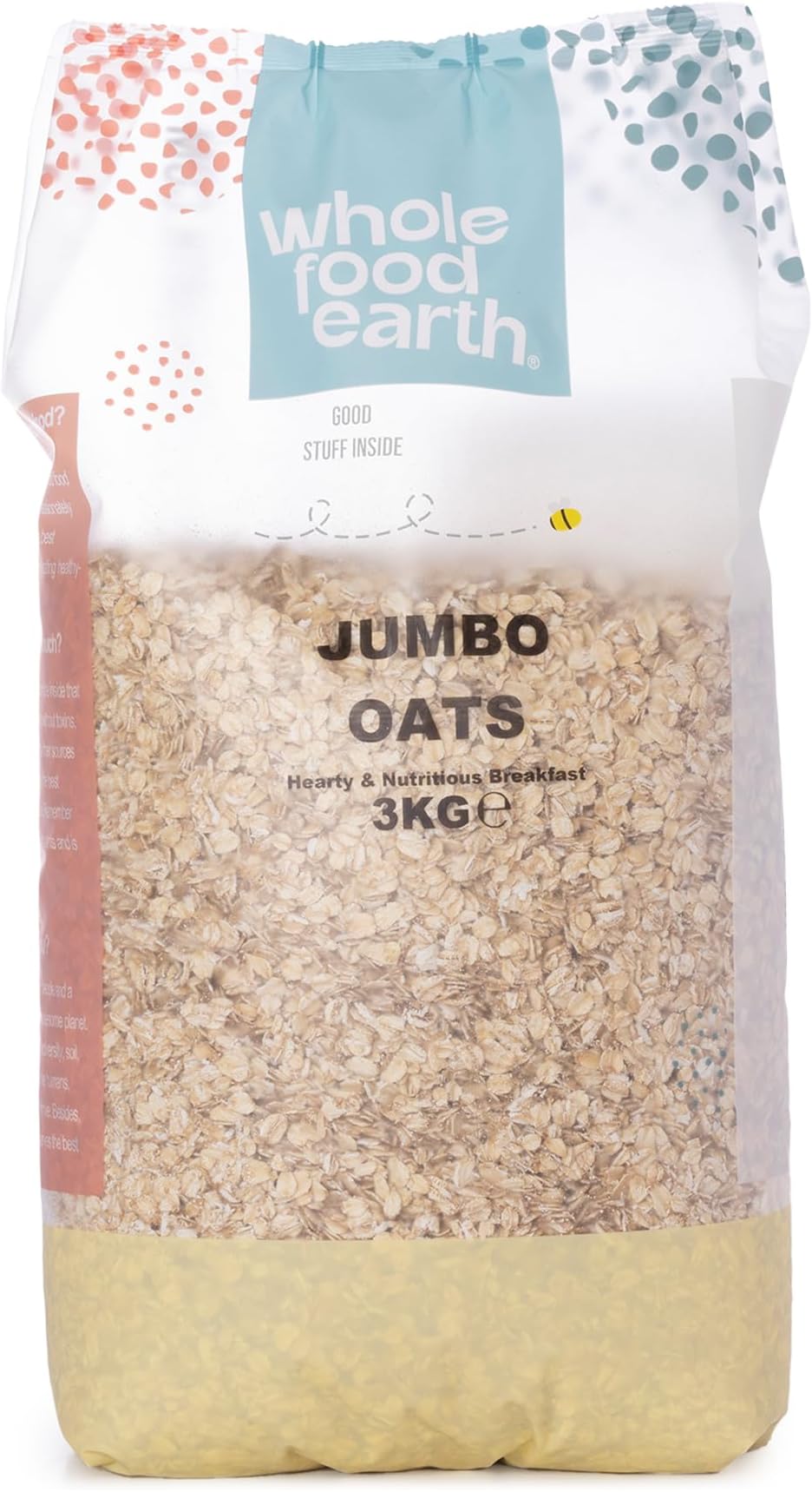 Wholefood Earth Jumbo Oats 3kg - Rolled Oats, High Fibre, Slow Release Energy, Low GI Porridge Oats