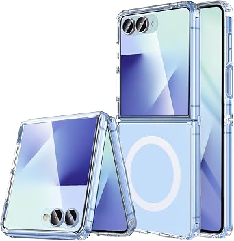 حافظة مغناطيسية لهاتف Galaxy Z Flip 7، حافظة هاتف شفافة لهاتف Samsung Flip 7، واقي شاشة ناعم مدمج ومناسب لـ MagSafe،غطاء واقي مقاوم للصدمات من السيليكون الصلب النحيف لهاتف Samsung Galaxy Z Flip 7