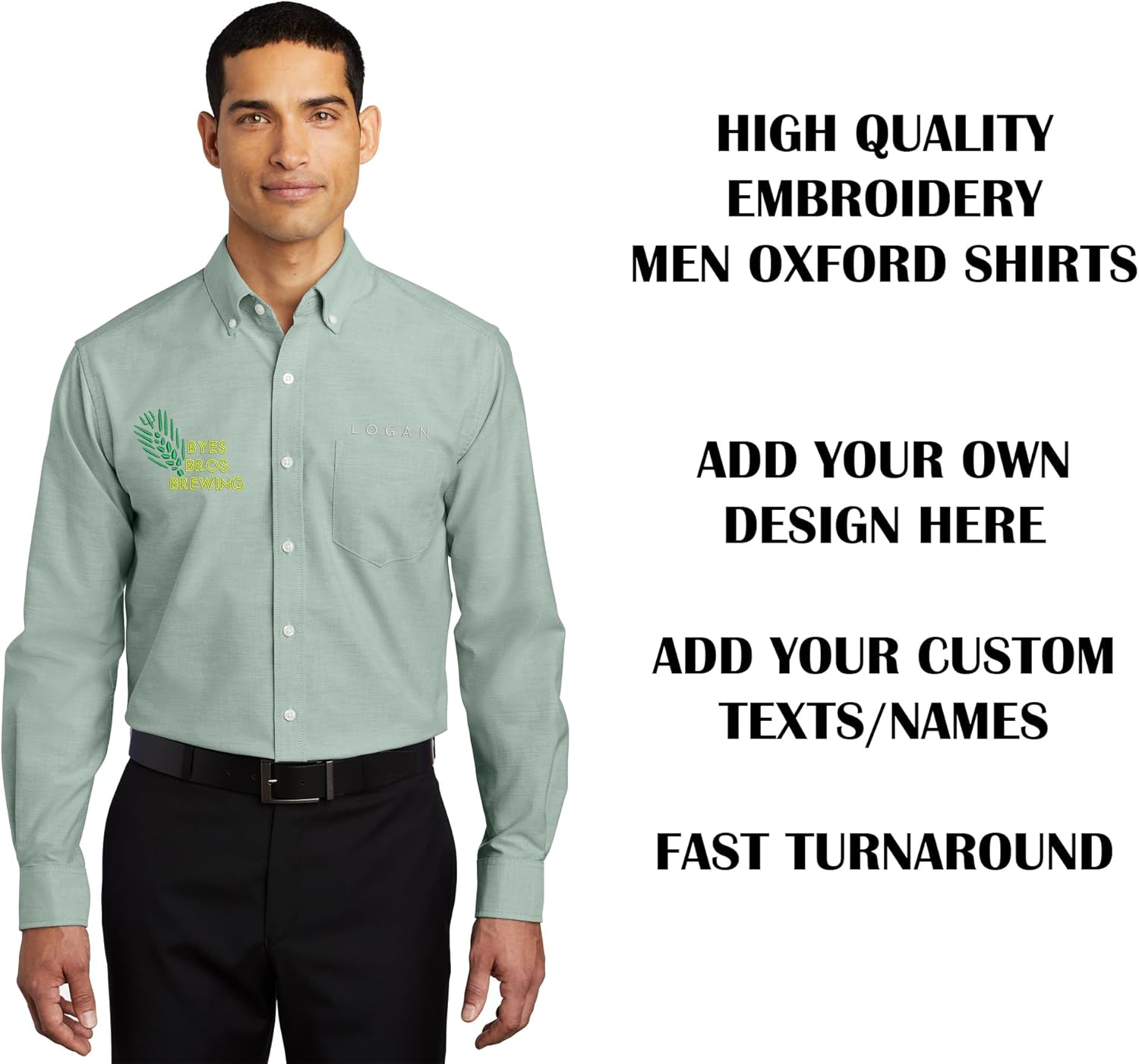 INK STITCH Men S658 Custom Embroidery Add Logo Texts Super Pro Oxford Dress Shirts