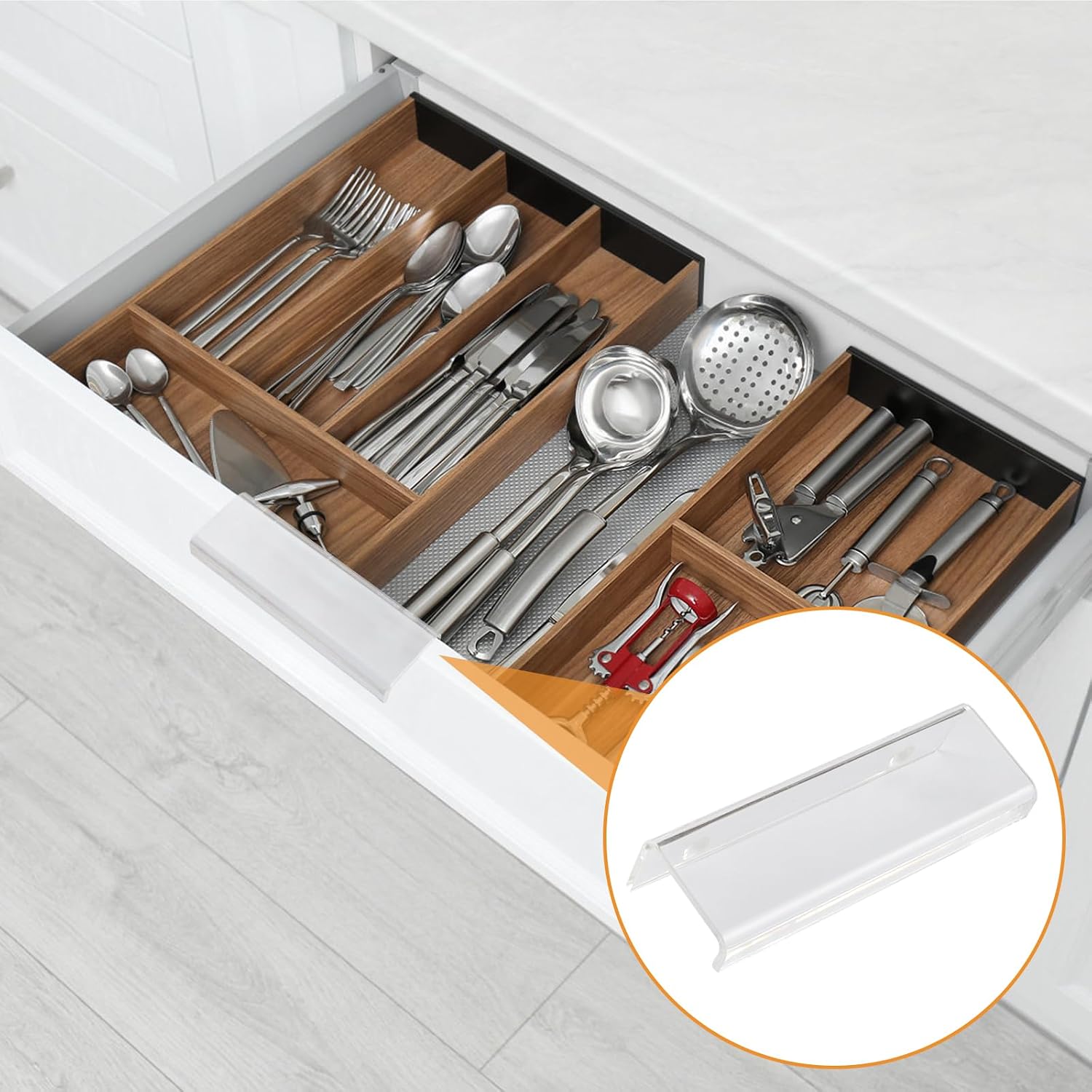 MOROBOR Finger Edge Pull, 8pcs Modern Style Drawer Handles with Screws Curved Acrylic Invisible Handle Adhesive Wardrobe Pull for Cabinet Hardware, 100mm/Transparent