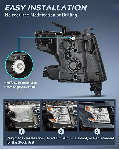 Miniatura 23 de Nilight Headlight Assembly Compatible with 1988 1989 1990 1991 1992 1993 Chevrolet GMC C/K 1988-1993 Silverado Suburban Sierra Blazer Tahoe Yukon