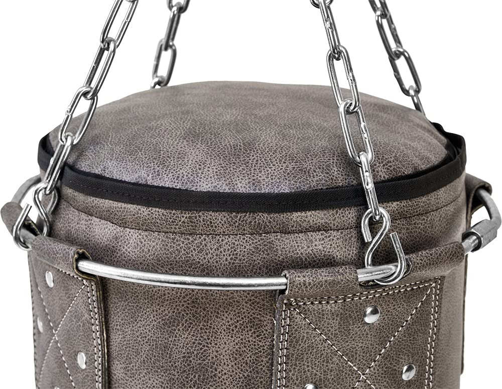 Bad Company Sac de frappe vintage avec chaîne en acier robuste à quatre points et anneau en métal I Sac de frappe en cuir synthétique rempli ou vide I 80/100/120/150/180 x 35 cm