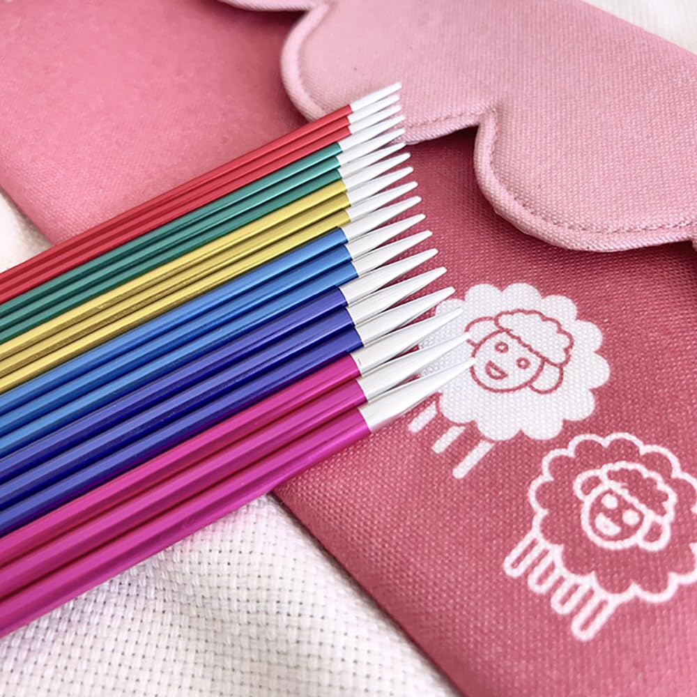 Lotus Yarns Zing Zestaw podwójnych szpiczastych aluminiowych drutów dziewiarskich, luksusowe i gładkie narzędzia tkackie, idealne do skarpet Small Project 47422