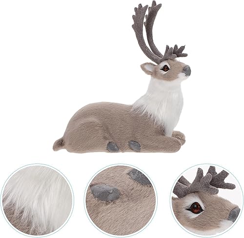 Vista 8 de HOMSFOU Figuras de reno de Navidad Figuras realistas de ciervos
