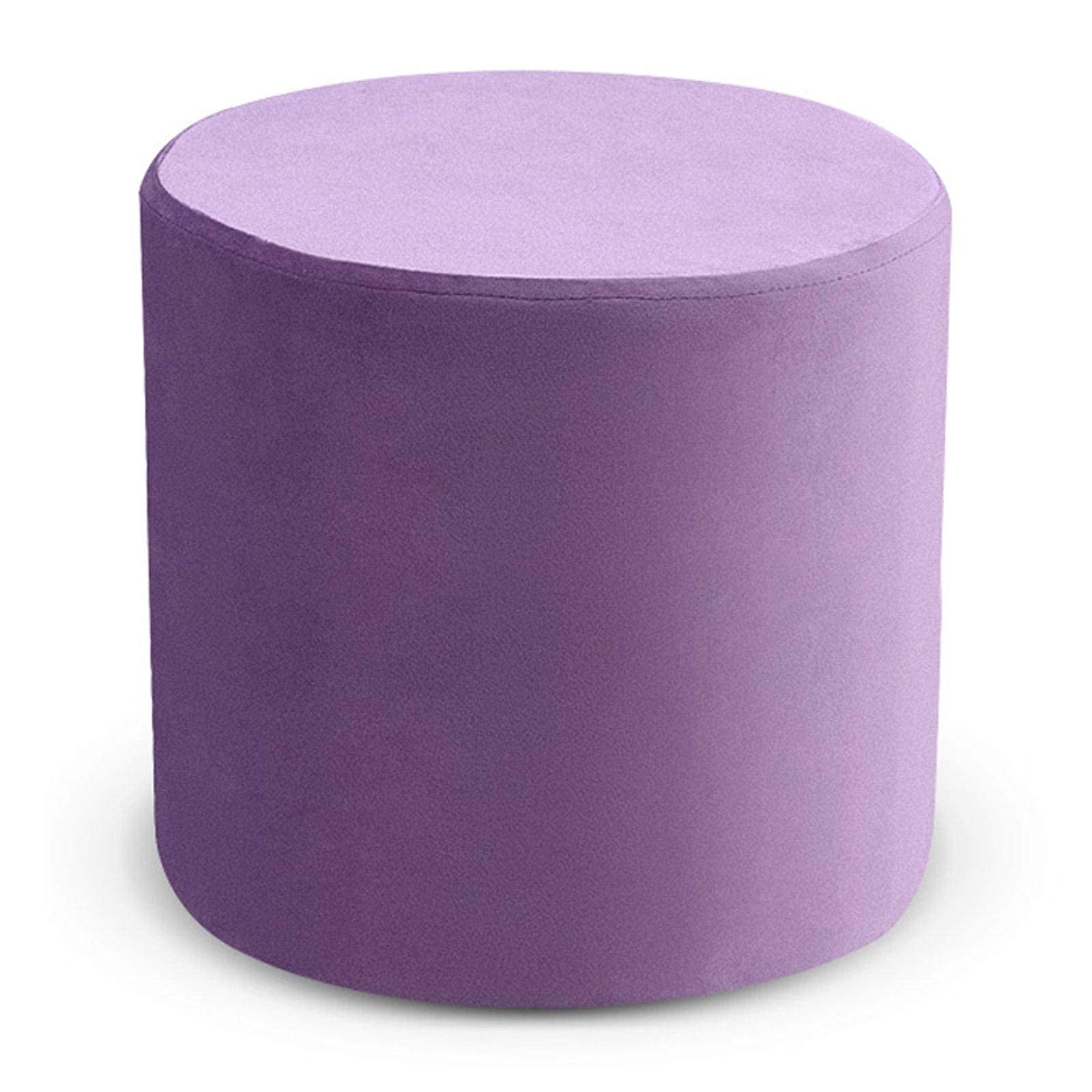 Pouf rond en velours violet 28cm | Siège repose-pieds