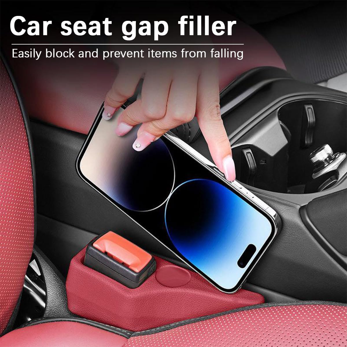 Car Seat Gap Filler, 2PCS No Drop Bench Gap Organizer Between Seat and Console, Prevents Items from Falling Automotive Storage Accessories, Universal for Vehicles (Brown) image 3