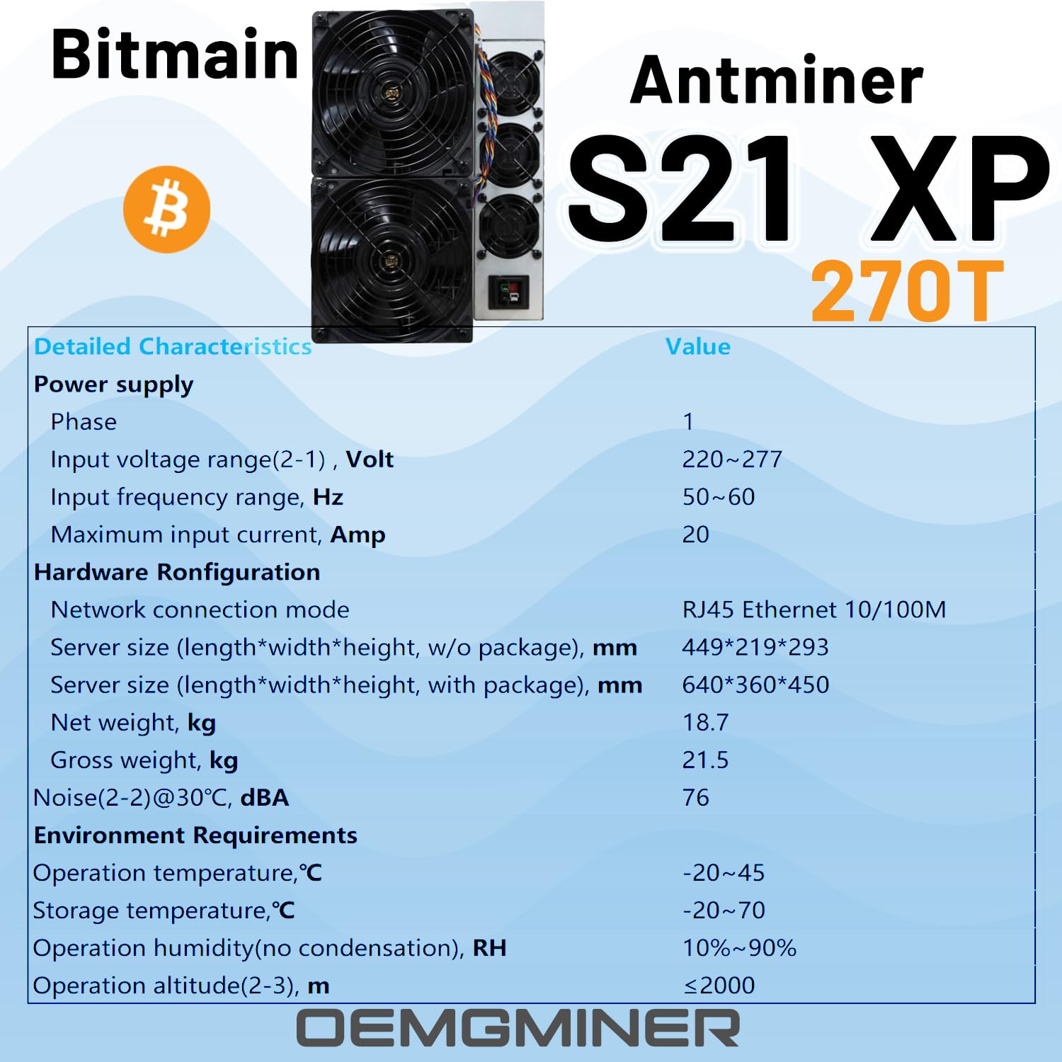 Amazon.com: Nuevo BITMAIN Antminer S21 XP 270T 3645W 13.5W/T BTC Bitcoin  ASIC Crypto Miner incluye cable de alimentación : Electrónica