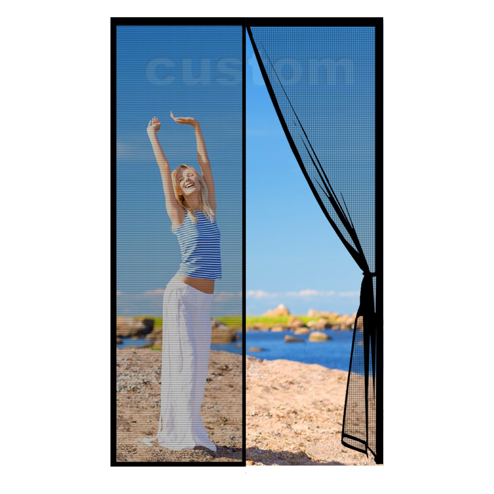 Customised Magnetic Fly Screen Door, Insect Protection Fly Curtain, Keep Fresh Air in & Bugs Out,Without Drilling Holes Easy to Install Used for Balcony Doors Magnetic Screen Door